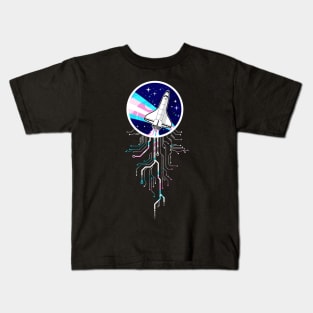 NASA Trans Flag Space Flight Circuits Badge Kids T-Shirt